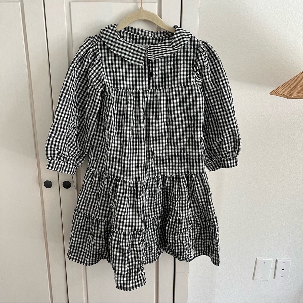 Zara Kids Girls Gingham Tiered Collared Dress
